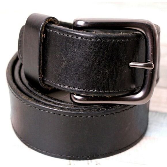 Levi's SADDLE BLACK GENUINE LEATHER 1 3/8"Wd CASUAL DRESS MEN'S BELT Sz 36 (P26 - Picture 6 of 10